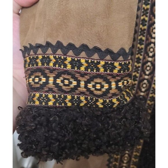 Vtg 70s Breier Of Amsterdam Women's Long Suede Jacket Brown Embroidered Sz Small - Picture 5 of 15